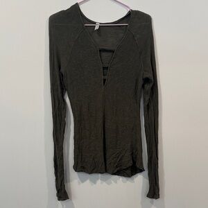 Free People Intimately FP Lightweight Thermal Top w/ Deep V